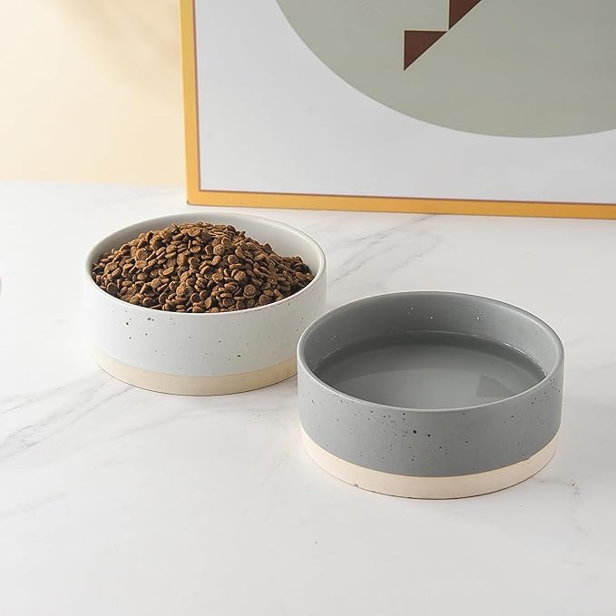Oslo Ceramic Dog Bowl - 6'' Dog Food Water Bowl for Medium and Large Dogs, Heavy Duty Non-slip Dog Dish, Modern Scandi-Style Stoneware Pet Feeder Bowl, Dishwasher Safe (30Oz, Grey)
