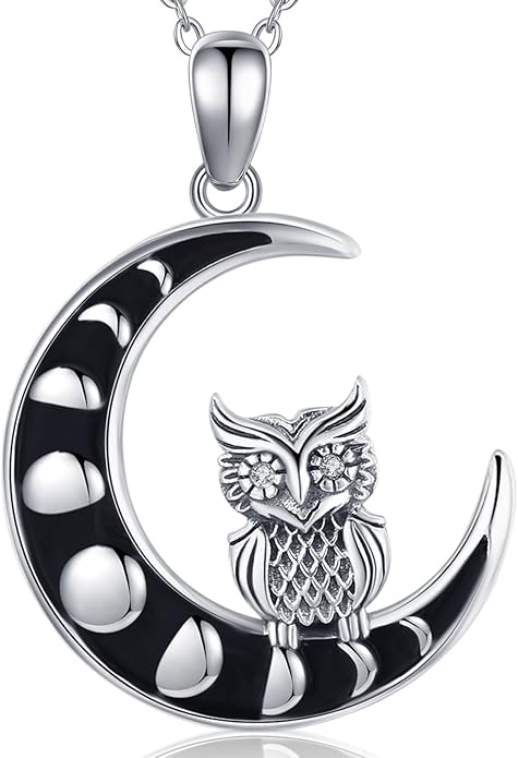 Black Cat/Fox/Owl/Panda/Butterfly/Cat/Dog Paw Print/Mushroom for Women Sterling Silver Animal Pendant Necklace Jewelry Christmas Birthday Gifts for Couples Sisters