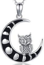 Black Cat/Fox/Owl/Panda/Butterfly/Cat/Dog Paw Print/Mushroom for Women Sterling Silver Animal Pendant Necklace Jewelry Christmas Birthday Gifts for Couples Sisters