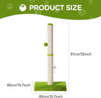 MeowHomm 32” Tall Cat Scratching Posts for Indoor Cats Adults with 2 Hanging Ball, Large Cat Scratch Post Cat Scratcher Includes Sisal Rope