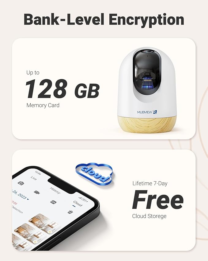 MUBVIEW 5MP Indoor Security Camera, 5/2.4G WiFi Cameras for Home Security, Pet/Dog/Baby Camera with Phone app, Plug-in, 2-Way Audio, Night Vision, Motion Detection, Auto Tracking, 4-Pack