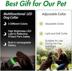 LED Dog Collar - Light Up, Waterproof, Adjustable Flashing, Rechargeable Visibility & Safety for Dogs (Green, Large)