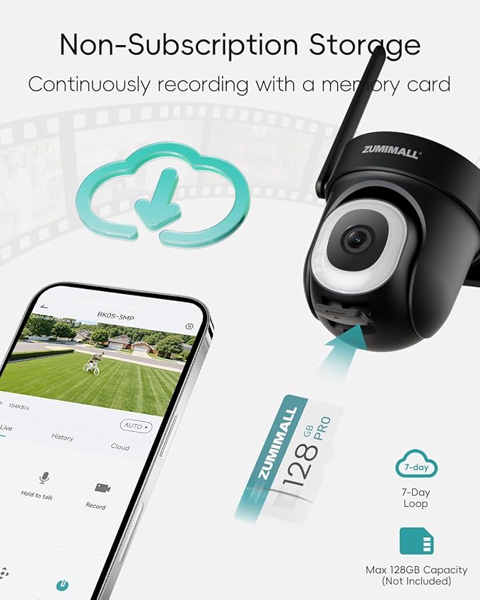 ZUMIMALL Cameras for Home Security 2-Pack (Black) - 2.4G/5G WiFi, Wired Camera for 24/7 Recording | Motion & Noise Detection, Auto Tracking, Cloud & No-Monthly-Fee SD Storage | Works with Alexa Google