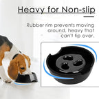 SUPERDESIGN Slow Feeder Dog Bowl Cat Bowl 1/2 Cup Slow Feeding Dog Bowl for Small Medium Breed Anti Gulping Healthy Eating Interactive Bloat Stop Fun Alternative Non Slip Puzzle Dog Food Bowl, Black