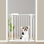 29-34 Inch Baby & Dog Gate, Pressure Mounted Auto Close, Walk Through Safety Gate for Narrow Stairs & Hallways, White Heavy-Duty Metal - Kids & Pets