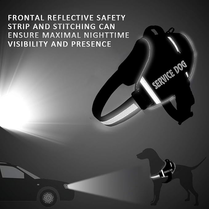 JSXD Dog Harness,No-Pull Service Dog Harness with Handle Adjustable Outdoor Pet Dog Vest 7M Reflective Nylon Material Vest for Breeds,Easy Control for Small Medium Large Dogs