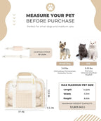 Pet Carrier for Medium Cats, Dog Carrier with Soft-Sided Cat Carriers, Breathable Mesh for Small/Medium Cats Dogs Puppies (Up to 13lbs), Foldable with Safety Buckle for Travel - Beige