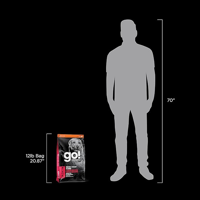 Go! Solutions Skin + Coat Care, Dry Dog Food, Lamb Recipe with Grains, 12 lb Bag