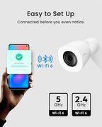 youkey 4K Wired Security Camera Outdoor, F1.0 Color24 Night Vision, Plug-in Cameras for Home Security Outside, 24/7 Continuous Recording, 130°FOV, 2.4/5GHz WiFi 6, Bluetooth Pairing, No Monthly Fees