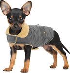 Dog Winter Coat for Small Dogs, Puppy Plaid Jacket, Pet Coat for Cold Weather, Windproof Warm Dog Jackets, Pet Thickened Outfits Indoor Outdoor, Grey S