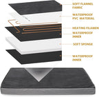 Orthopedic Foam Heated Pet Bed, Auto Temperature Control, Waterproof, Chew Resistant Cord, for Dogs/Cats (Medium, Black)