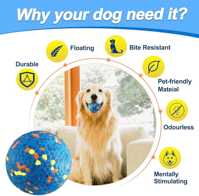 Dog Balls, Indestructible Tennis Balls for Dogs, Durable Bouncy Dog Toy Balls for Aggressive Chewers, Interactive Dog Toys for Fetch Game, Lightweight Floating Dog Toys
