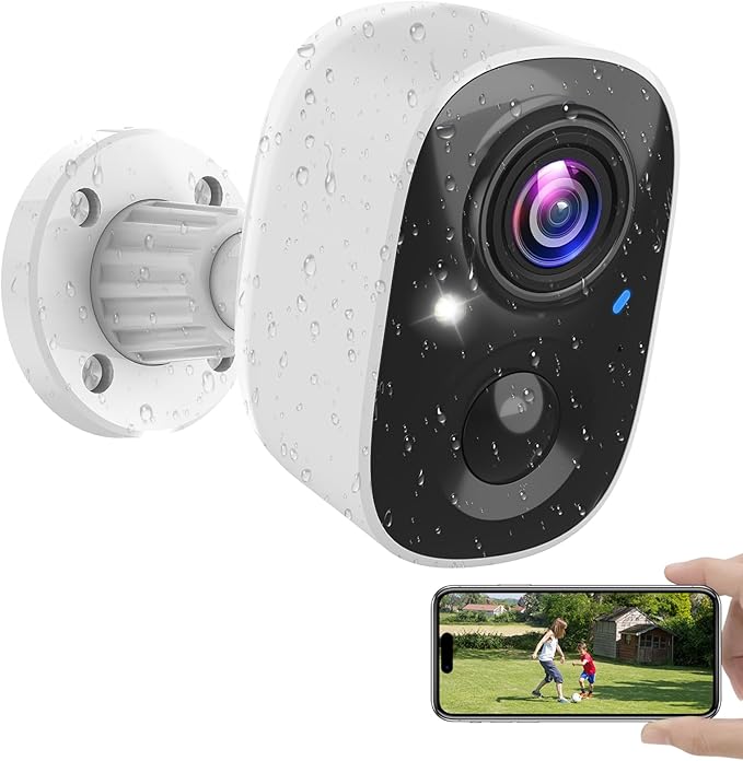 Security Cameras Wireless Outdoor Indoor, 2K Battery Powered WiFi Camera for Home Security, AI Motion Detection, Color Night Vision, IP66 Weatherproof, 2-Way Talk, Siren Alarm, SD/Cloud Storage