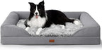 Gimars 3.7in Thickened Orthopedic Dog Bed for Large Dogs, Supportive L Dog Sofa Bed with Bolster & 28D Egg-Crate Mattress, Waterproof Lining, Washable Plush Cover for Arthritic Dogs