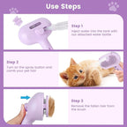 3 in 1 Cat Steam Brush, Pet Spray Hair Removal Comb for Shedding & Grooming, Water Brush for Cats Dogs Small Animals Long Short Haired with One-Click Release Button(Purple)