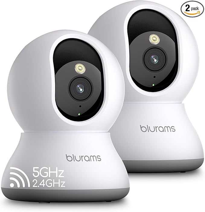 blurams 5G Cameras for Home Security, 2K Pet Camera with Phone App, 360° PTZ Indoor Camera w/Dual-Band WiFi6, Free Human/Motion/Sound Detection, 2-Way Talk, Night Vision, Works with Alexa, 2Pack