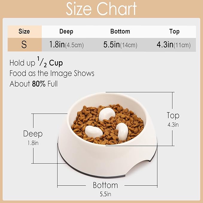 SUPERDESIGN Slow Feeder Dog Bowl 1/2 Cup for Small Medium Breed - Anti-Gulping Healthy Eating Interactive Bloat Stop Alternative Non-Slip Puzzle Cat Food Bowl, Rose Red