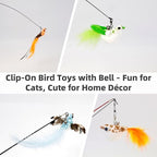11 PCS Multi-Functional Cat Toy Replacement Heads – Realistic Handmade Bird Teasers with Bells & Detachable Clip, for Interactive Play, Indoor Enrichment & Home Decoration