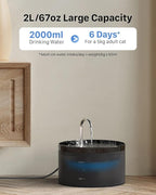 Cat Water Fountain: Dog Bowl Fountains - Automatic Pet Dispenser - Dogs Drinking Waterer Bowls Indoor - Auto Watering Dish Supplies - Easy Cleaning Animal Machine - Quiet 67oz/2L Kitty Drink Fountain