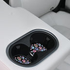 2 Pack Absorbent Car Coasters for Cup Holders,Gradient Black Dog paw Print Ceramic Coasters with Cork Back and Finger Slot,2.56" Auto Accessories for Women & Men.