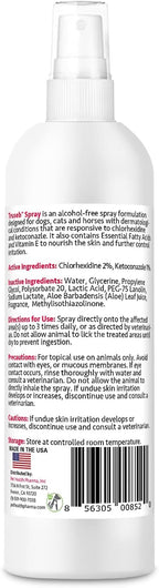 Truseb All Natural Chlorhexidin Sprays Topical Ketoconazole and Chlorhexidine Spray for Dogs, Cats & Horses with Aloe Vera (USA) (Ketoconazole & Chlorhexidine Spray, 8 oz)