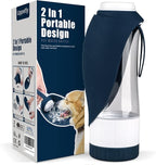 Dog Water Bottle, Portable Pet Water Bottle with Food Container and Drinking Feeder, Leak Proof, BPA-Free, Foldable Puppy Water Cup Dispenser for Outdoor Walking, Travel, Hiking 20OZ