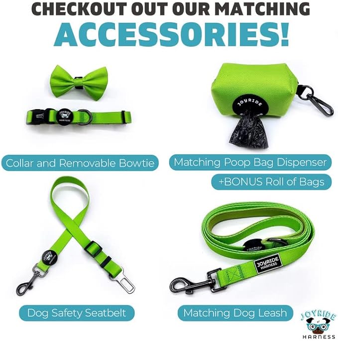 Joyride Harness Dog Collar with Removable Bowtie - Adjustable and Breathable for All Dog Breeds, Strong D-Ring and Heavy Duty Buckle, for Pet Lovers