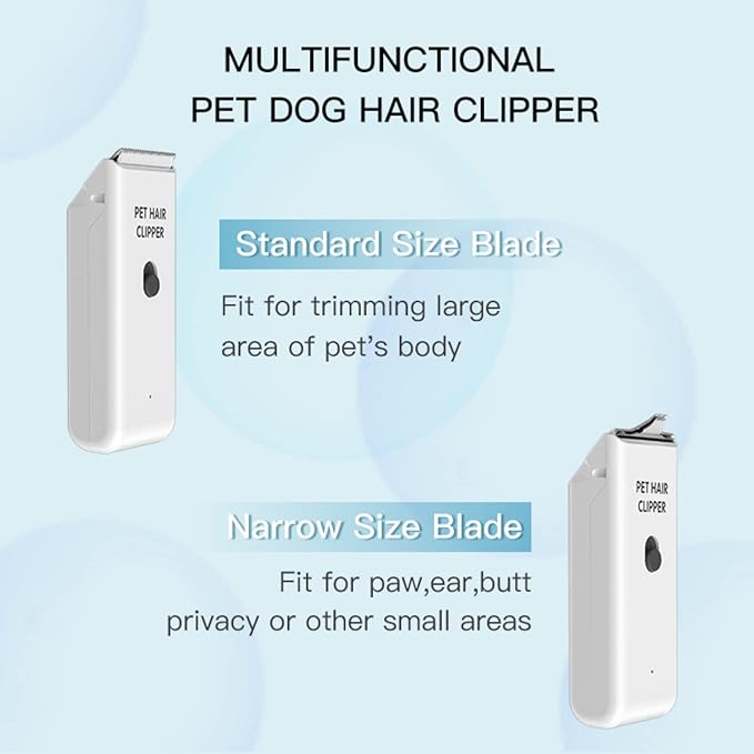 2-in-1 Professional Dog Grooming Kit - Low Noise, Waterproof, USB Rechargeable, and Safe Ceramic Blade - Gift for Dogs and Cats (White)