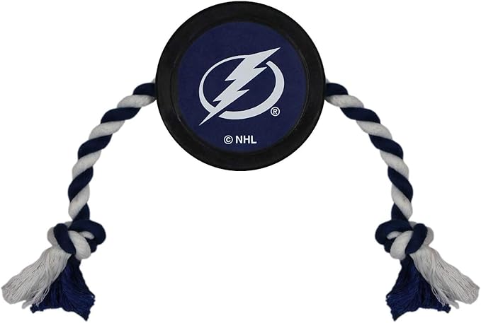 Pets First NHL Tampa Bay Lightning Puck Toy for Dogs & Cats. Play Hockey with Your Pet with This Licensed Dog Tough Toy Reward!