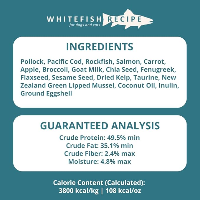 Steve's Real Food Freeze-Dried Raw Nuggets - White Fish Recipe - Raw Pet Food for Dogs and Cats - 20 oz