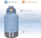 GiNT 37oz Insulated Stainless Steel Dog & Human Water Bottle, All-in-1 Travel Dispenser with Detachable Bowls & Carrying Case, Leak-Proof Pet Canteen for Walking, Hiking, Camping, Car (Blue)