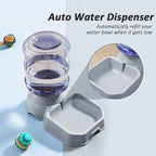 Pet Feeder and Water Food Dispenser Automatic for Dogs Cats, 100% BPA-Free, Gravity Refill, Easily Clean, Self Feeding for Small Large Pets Puppy Kitten Rabbit Bunny