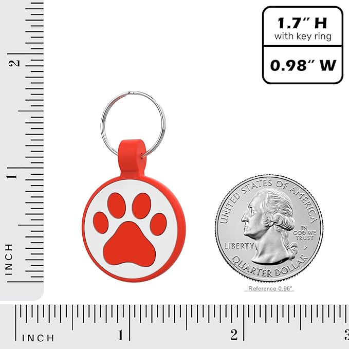 QR Code Cat Tag, Modifiable Pet Online Profile, Multiple Emergency Contact, Scannable QR Code, Instant Location Email Alert, Collar Accessories (Small Breeds - 1", Red)