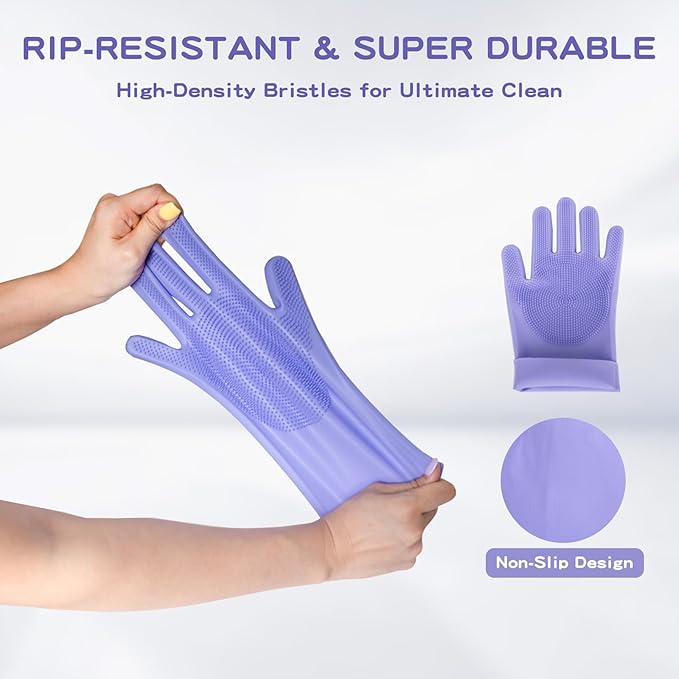 5-Finger Dog Grooming Gloves - High Density Silicone Teeth for Bathing Massage & Shedding Removal for Dogs and Cats