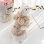 Cat Bunny Ears Costume Cute Dog Kitten Hoodies Sweater Rabbit Ears Puppy Pet Apparel (Large,Beige)
