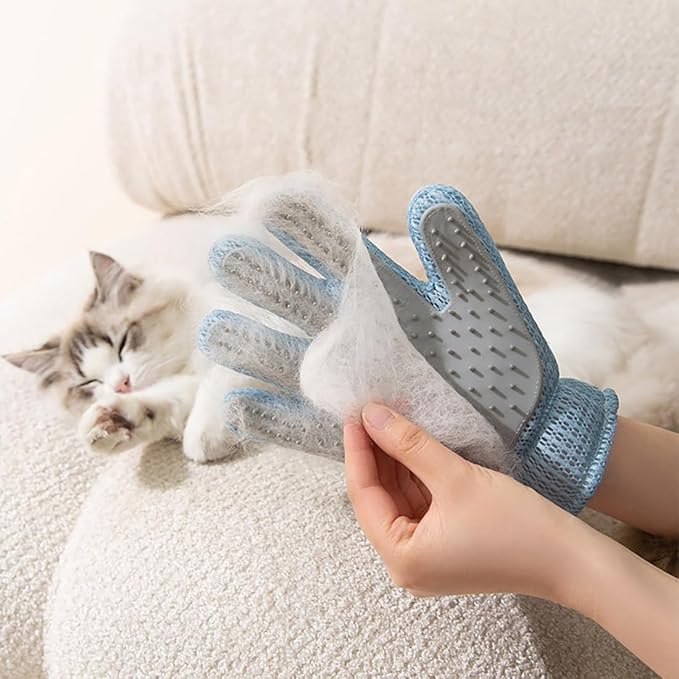 2 in 1 Pet Grooming Gloves for Dogs & Cats, Pet Fur Remover Glove, Grooming Brush for Shedding, Massage, Hair Remover Mitt, Fur Cleaner for Couch, Clothes,Carpet -1 Piece