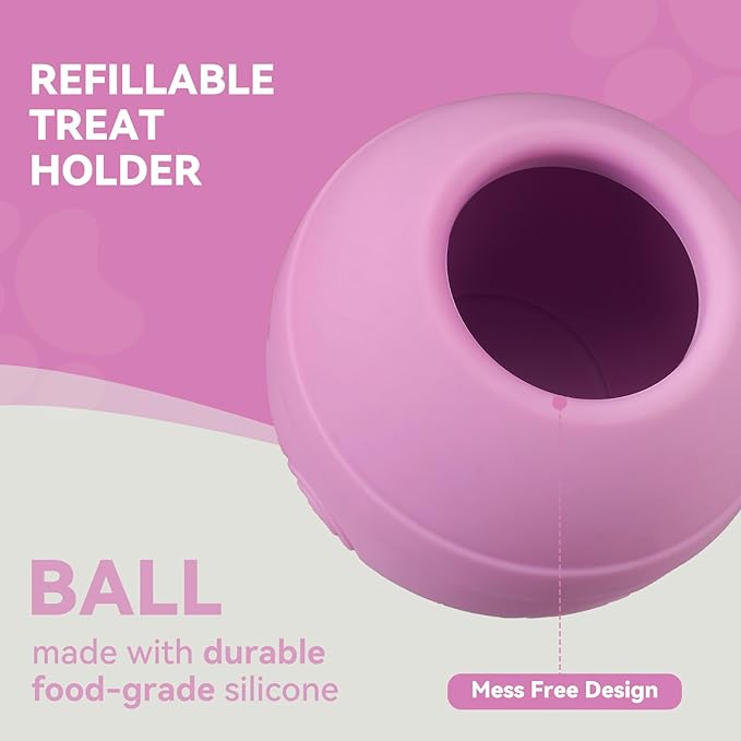 Long-Lasting Interactive Dog Lick Toy, Stuffable Dog Enrichment to Keep Dogs Busy, Wobbly Treat Dispensing Freezable Licking Toys, Food-Grade Safe (Pastel Purple,L)