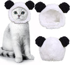 JOICEE Cute Cat Costume - Warm Bear Hat for Small Pets (Black & White)