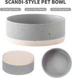 Oslo Ceramic Dog Bowl - 6'' Dog Food Water Bowl for Medium and Large Dogs, Heavy Duty Non-slip Dog Dish, Modern Scandi-Style Stoneware Pet Feeder Bowl, Dishwasher Safe (30Oz, Grey)