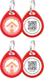 2 Pack Personalized Dog Tags,QR Code Pet ID Tags with Online Profile systerm,Editable Any Names and Phone numbles,2*Red,L