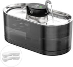 Cat Water Fountain Cordless, 108oz/3.2L Wireless Cat Fountains for Drinking, Pet Water Fountains for Cats Indoor, Automatic Cat Water Dispenser Battery Operated Rechargeable, Stainless Steel Black