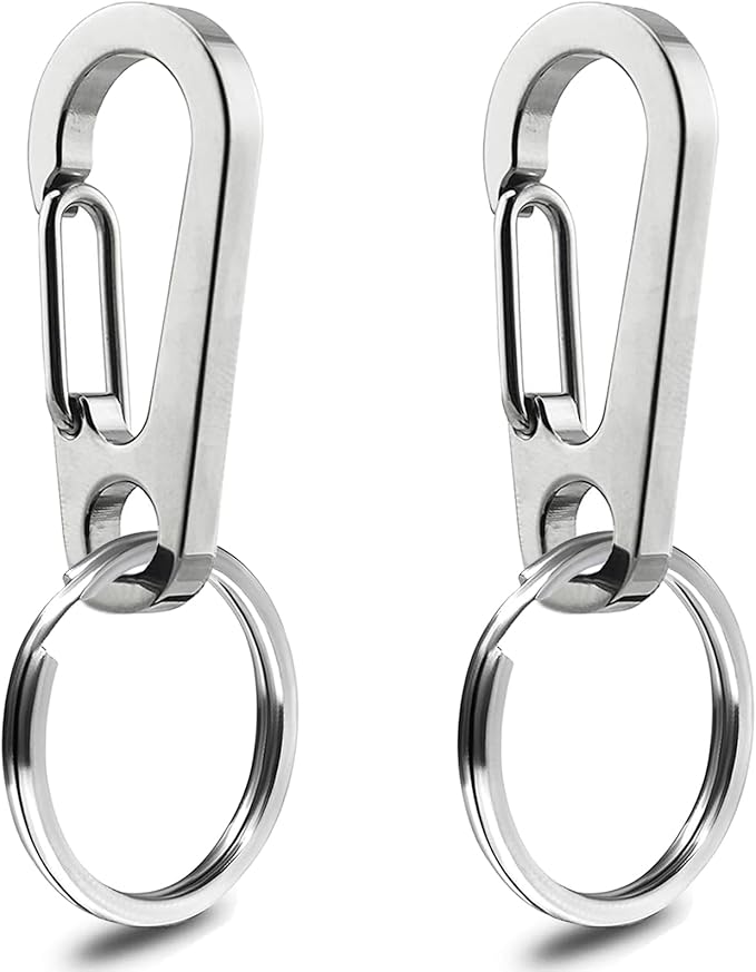 IVIA Dog Tag Clips / 2 Pack/Multiple Size 304 Stainless Steel Quick Clip with Rings/Easy Change Dog Cat ID Tag Holder for Small pet Collars and Harnesses.(2 Small Silver)