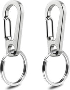 IVIA Dog Tag Clips / 2 Pack/Multiple Size 304 Stainless Steel Quick Clip with Rings/Easy Change Dog Cat ID Tag Holder for Small pet Collars and Harnesses.(2 Small Silver)