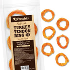 Afreschi Turkey Tendon Small Ring (S) 6 Pieces per Pack, USA-Sourced Turkey Tendon, All Natural Human Grade Puppy Chew, Hypoallergenic, Rawhide Alternative, Dog Treats for Small Breeds