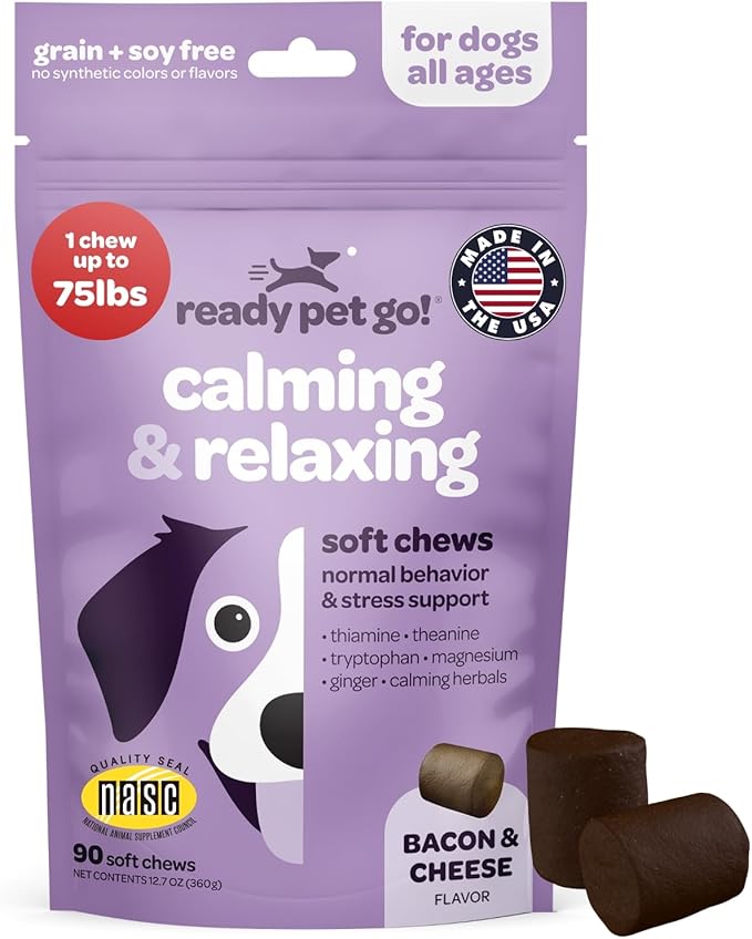 Calming Chews for Dogs | Herbal Dog Calming Chews for Anxiety from Normal and Occasional Stressors Including Separation Storms Grooming & Travel | NASC Certified & Made in The USA | 60 Count