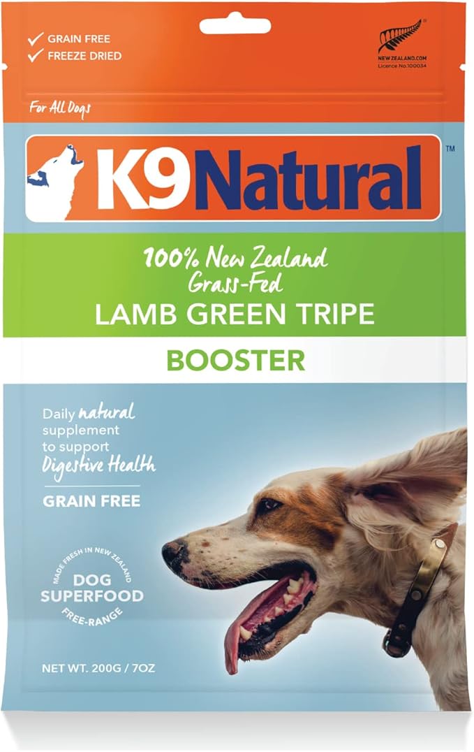 K9 Natural Freeze Dried Dog Food Topper with Verified Ingredients, Organ Meat Blend for Digestive Support, Human-Grade Freeze Dried Puppy Food & Dog Topping, Lamb Green Tripe, 7oz