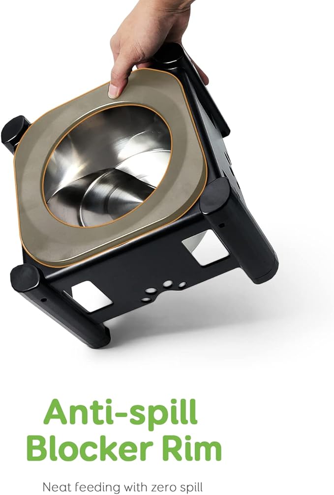 Pawque Elevated Dog Bowls, 80Oz Stainless Steel Water Feeder with 3 Adjustable Heights, Anti-Spill Design for Small to Medium Sized Dogs