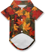 Red Maple Leaf Dog Shirts for Large Dogs Girl Cute Puppy Collared Polo T-Shirt Soft Breathable Pet Fall Outfits for Puppy Cat Pet Doggy Outfits for Birthday