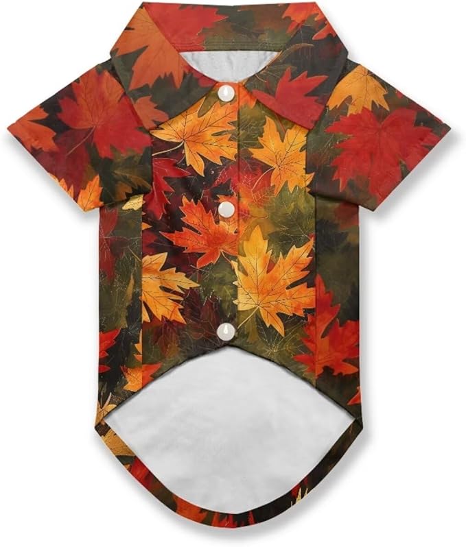 Red Maple Leaf Dog Shirts for Large Dogs Girl Cute Puppy Collared Polo T-Shirt Soft Breathable Pet Fall Outfits for Puppy Cat Pet Doggy Outfits for Birthday