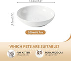 5.7'' Ceramic Wide Whisker Friendly Cat Dishes, Set of 3 Ceramic Cat Bowls, Indoor Kitten Feeding Food& Water Dish to Prevent Whisker Fatigue(3 Pcs,White)